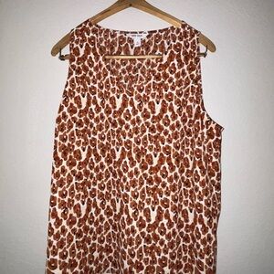 Nine West Brown and Cream Animal Print Tank Top